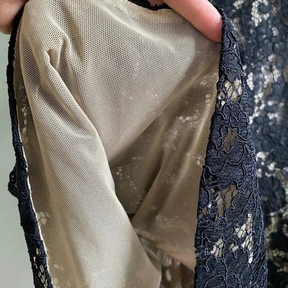 LAUREN by Ralph Lauren Black Classic Elegant Lace  Mermaid Midi Dress Size 8 - Picture 7 of 13